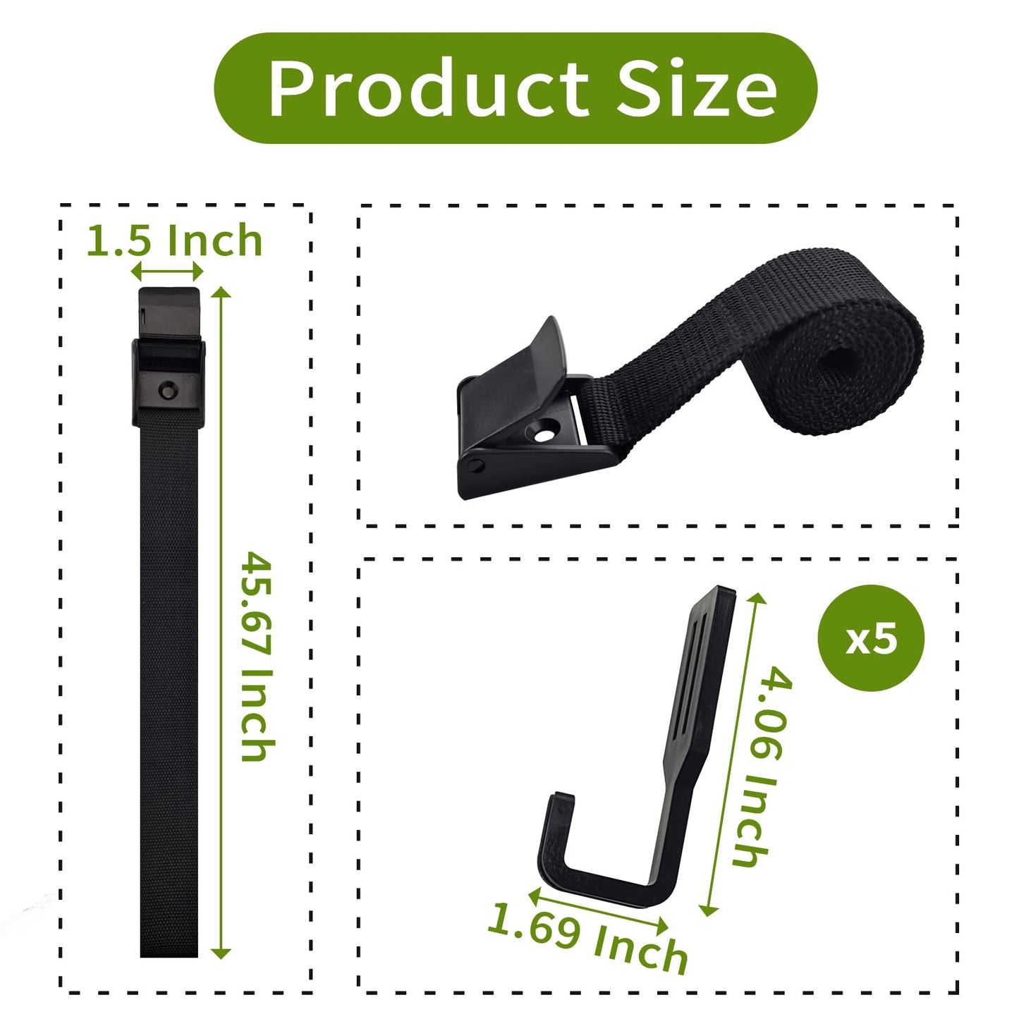 Sailortenx Treestand Strap Gear Hangers with 5 Large Hooks, Lightweight Multi-Hook Accessory Holder, Outdoor Tree Stand Bow & Gear Hanger for Hunting, Camping, Hiking