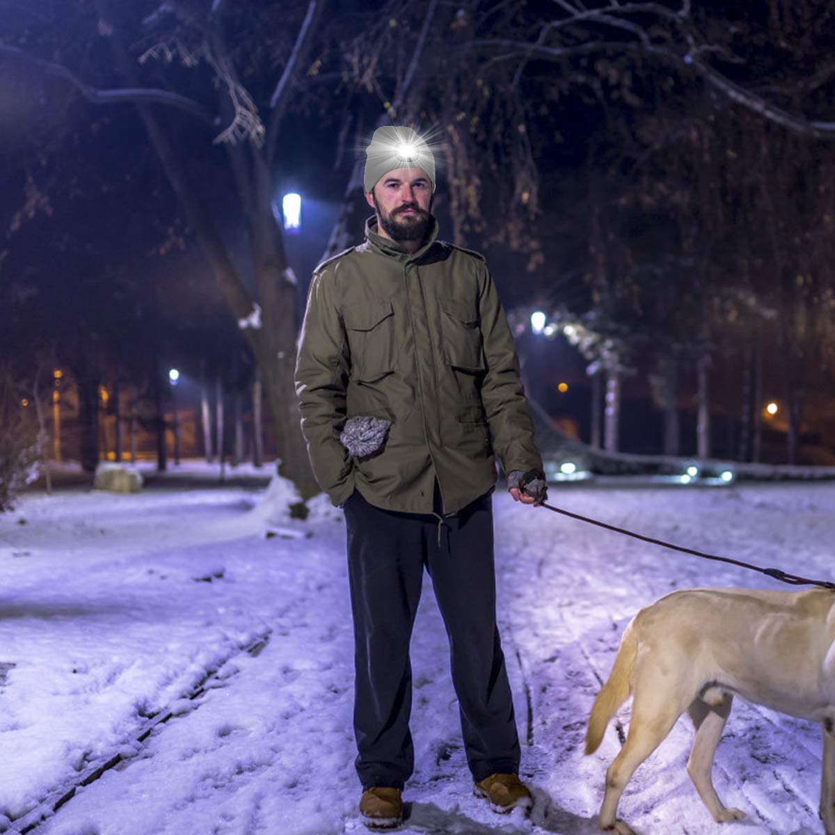 Bosttor LED Beanie Hat with Light, Rechargeable Headlamp Cap, Unisex Winter Warm Knitted Hats, Headlight Flashlight for Running Hiking Camping,Tech Gifts for Men Women Handyman Teens Camouflage