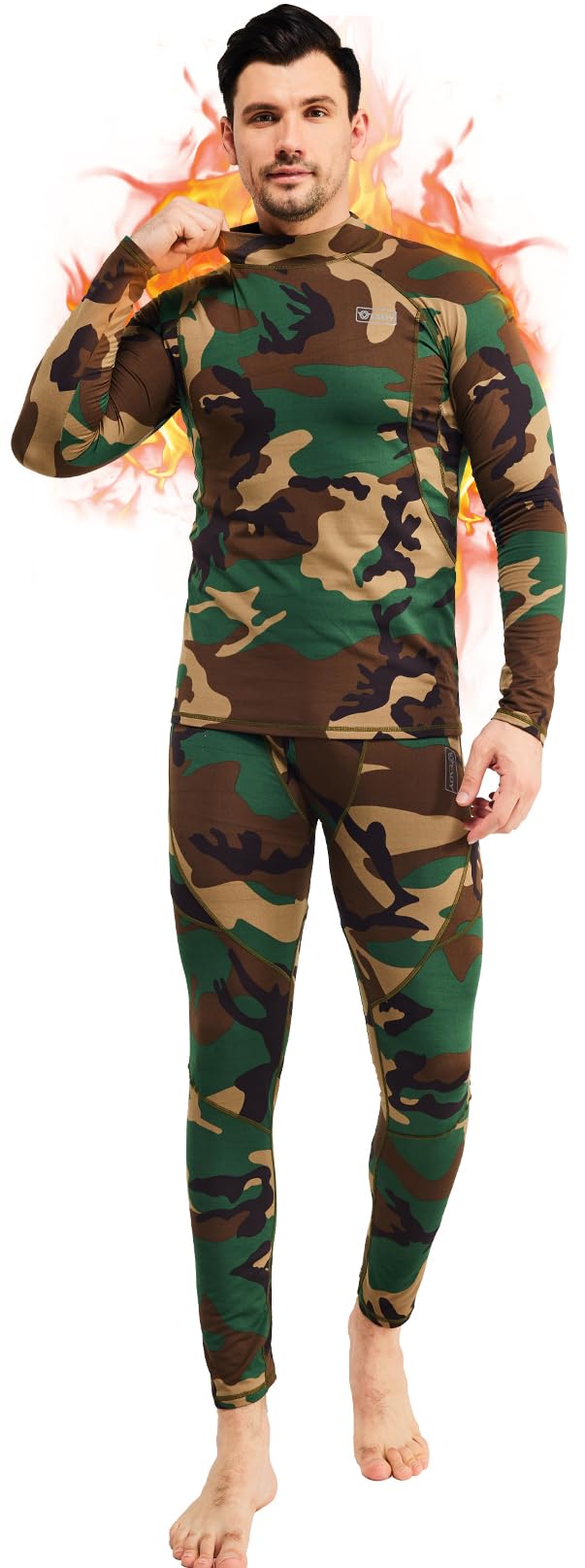 romision Thermal Underwear Long Johns for Men Fleece Lined Base Layer Cold Weather Hunting Gear Bottom and Top Set