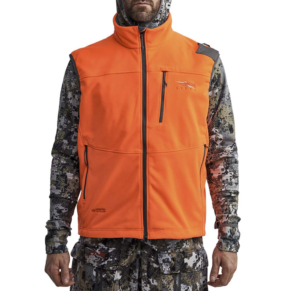 SITKA Men's Stratus Windstopper Water Repellent Ultra-Quiet Fleece Hunting Vest, Blaze Orange, Large