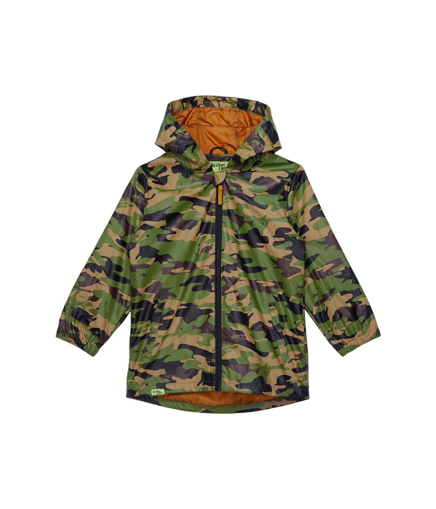 Western Chief Boy's Brush Camo Raincoat (Toddler/Little Kids) Olive 6 Little Kid
