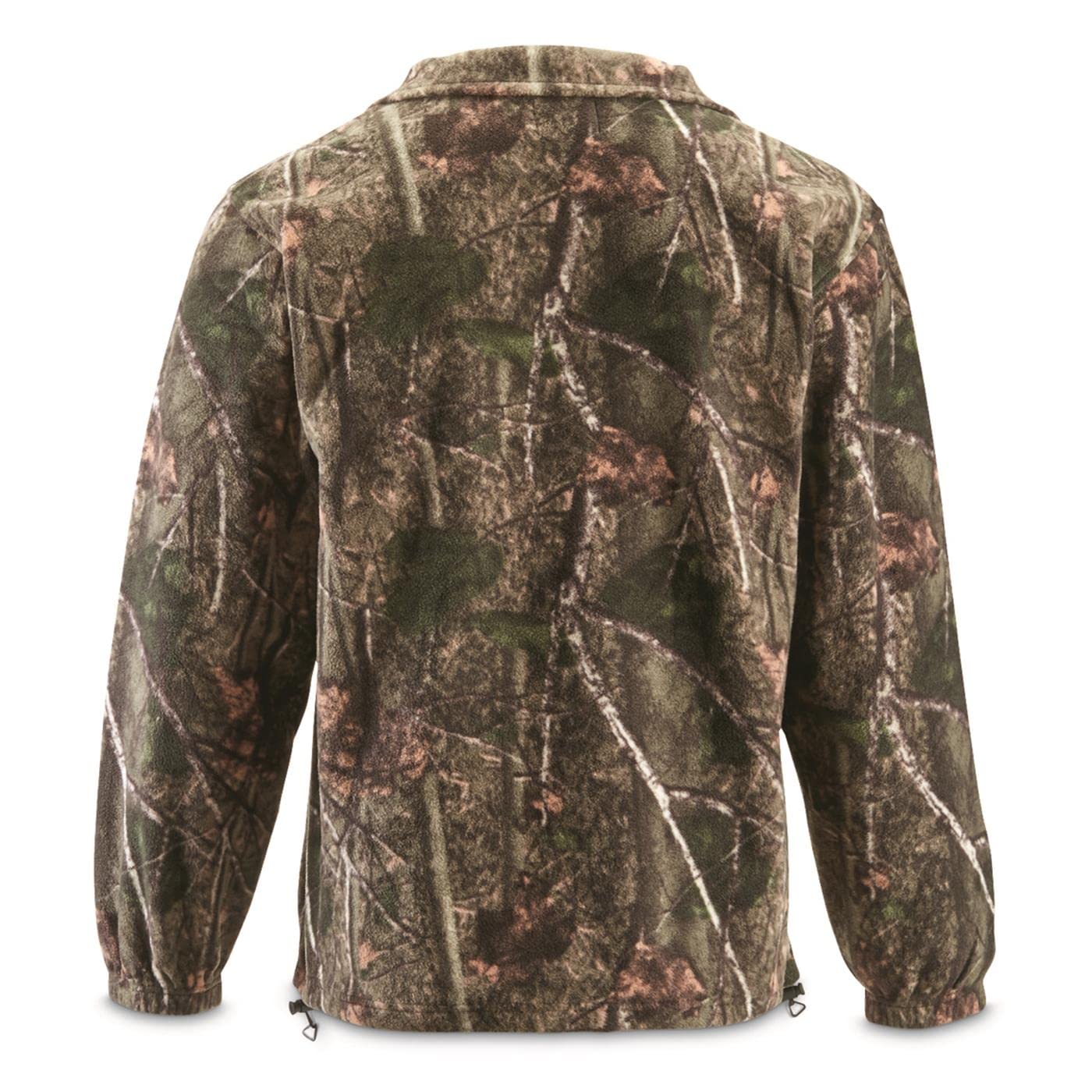 HUNTRITE Men's Quarter-Zip Camo Hunting Fleece Pullover Jacket Sweater Top Woodland Camo XL