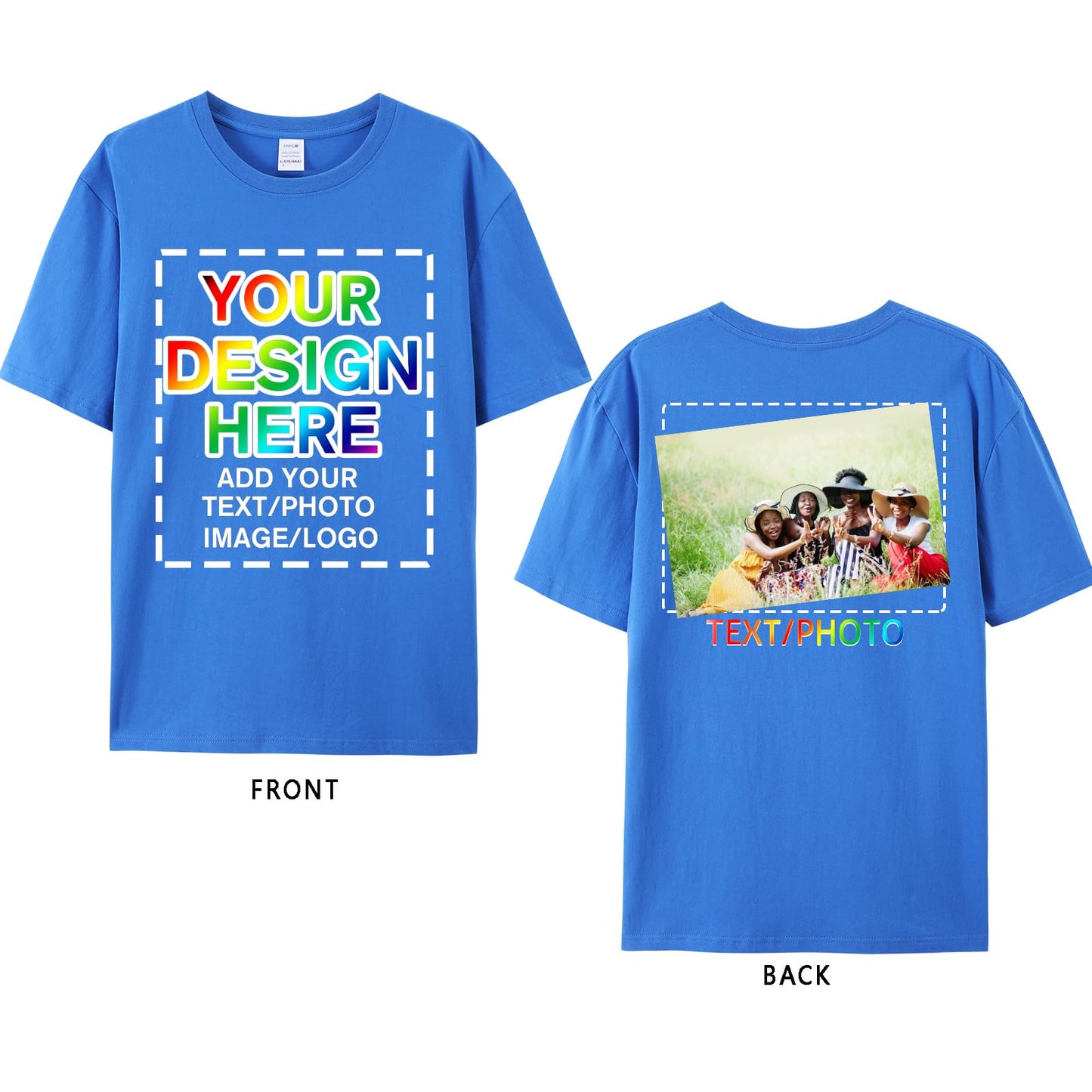 Custom Your Own Shirts with Photo Text & Logo - Personalized Tee Shirt for Men Women & Kids - Custom Personalized T Shirt RoyalBlue