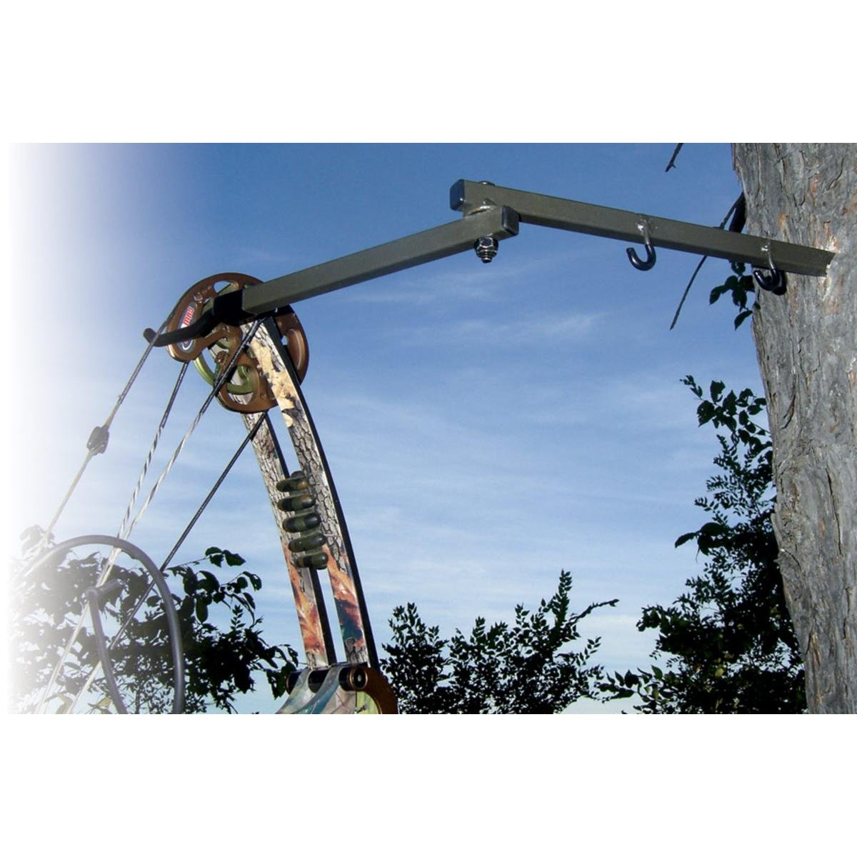 HME Durable Secure Convenient Portable Folding Tree Stand Bow Hanger w/Two Accessory Hooks - Extends to 20", Folds to 10", 3 Pack