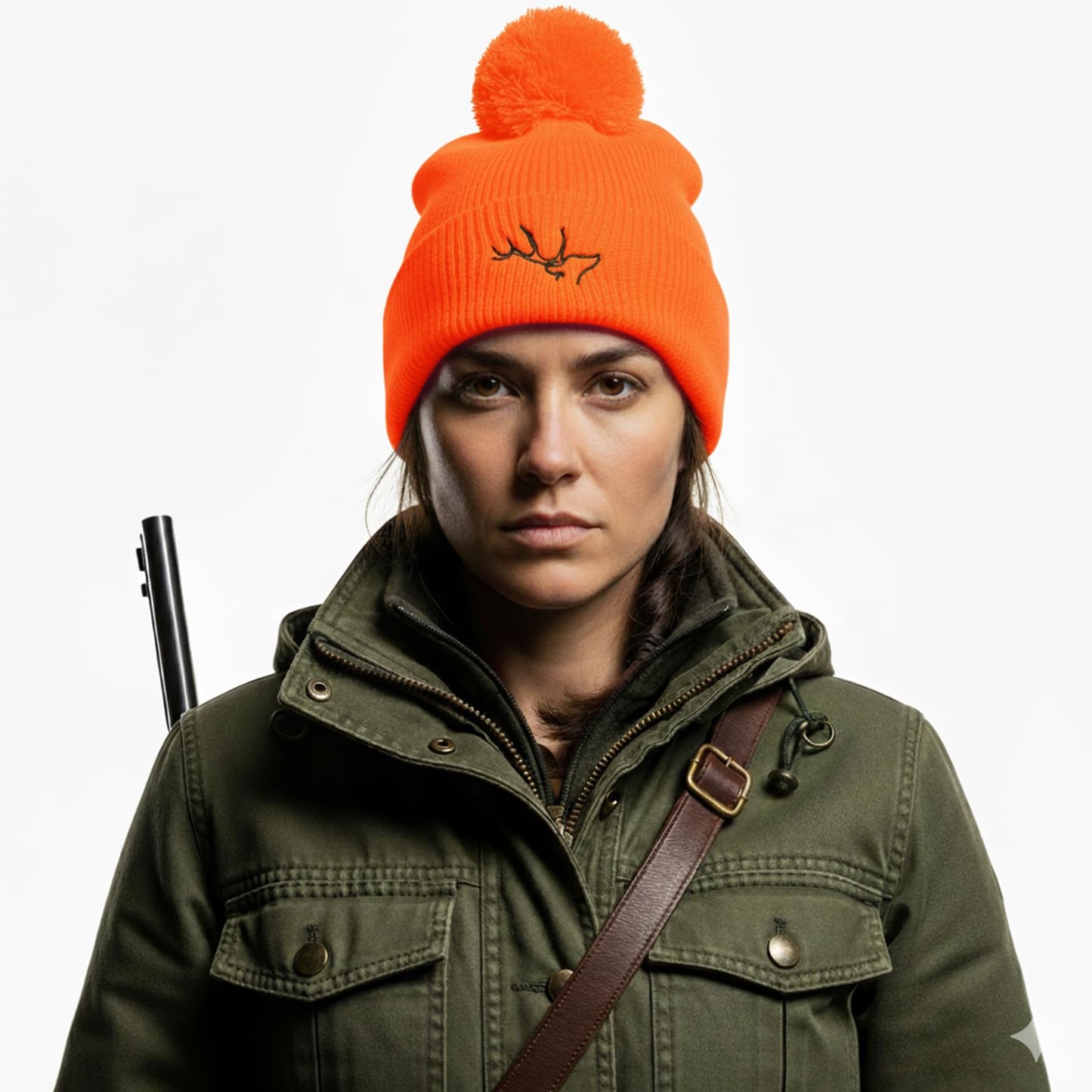EDTREK Country Girl Knit Pom Beanie - Professional Womens Hunting Hat Fishing Beanie Hiking Pompom (Blaze Orange - Buck)