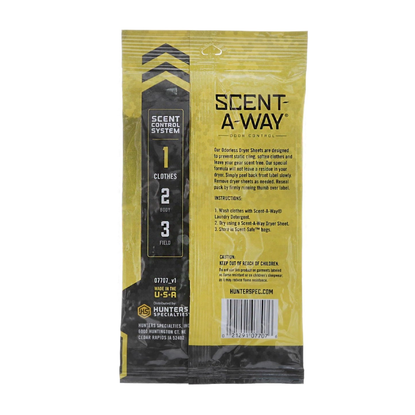 Hunters Specialties Scent-A-Way Dryer Sheets Unscented Spray Multi, Odorless