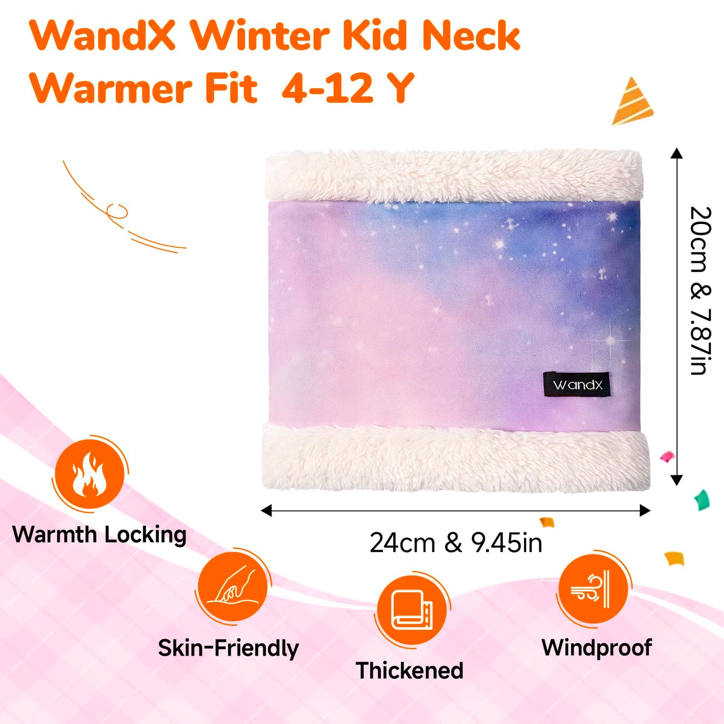 Wandx Kids Neck Gaiters Winter Cute Print Fleece Lined Neck Warmer Windproof Face Cover for Boys Girls (Coffee Camouflage)