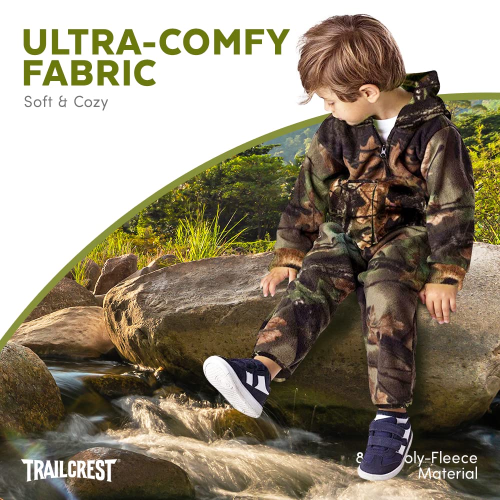 TrailCrest by Treel Infant - Toddler Camo Full Zip Hoodie Sweatshirt Fleece Jacket & Pants Set, Camo, 5T