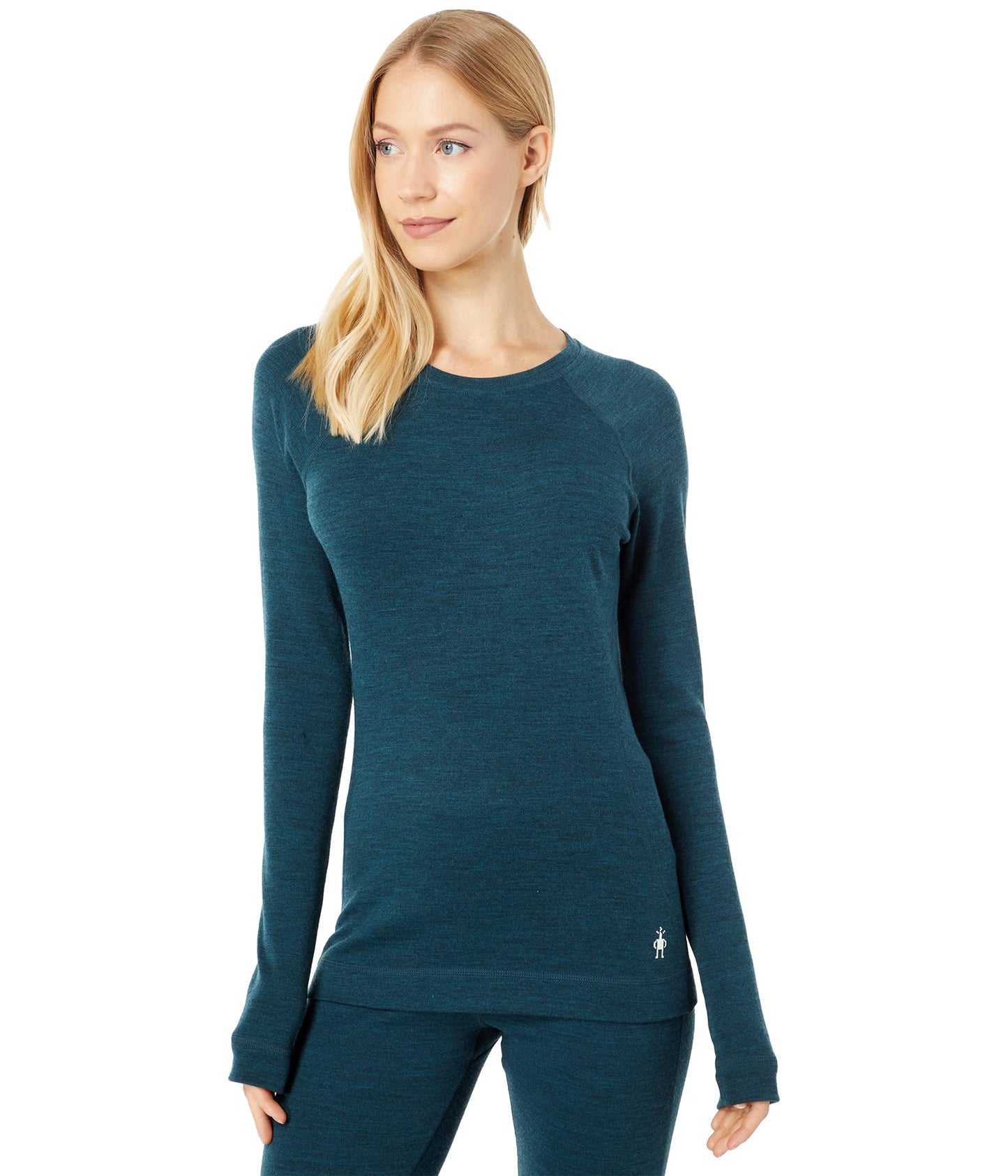 Smartwool Women's Classic Thermal Merino Base Layer Crew Twilight Blue Heather Medium