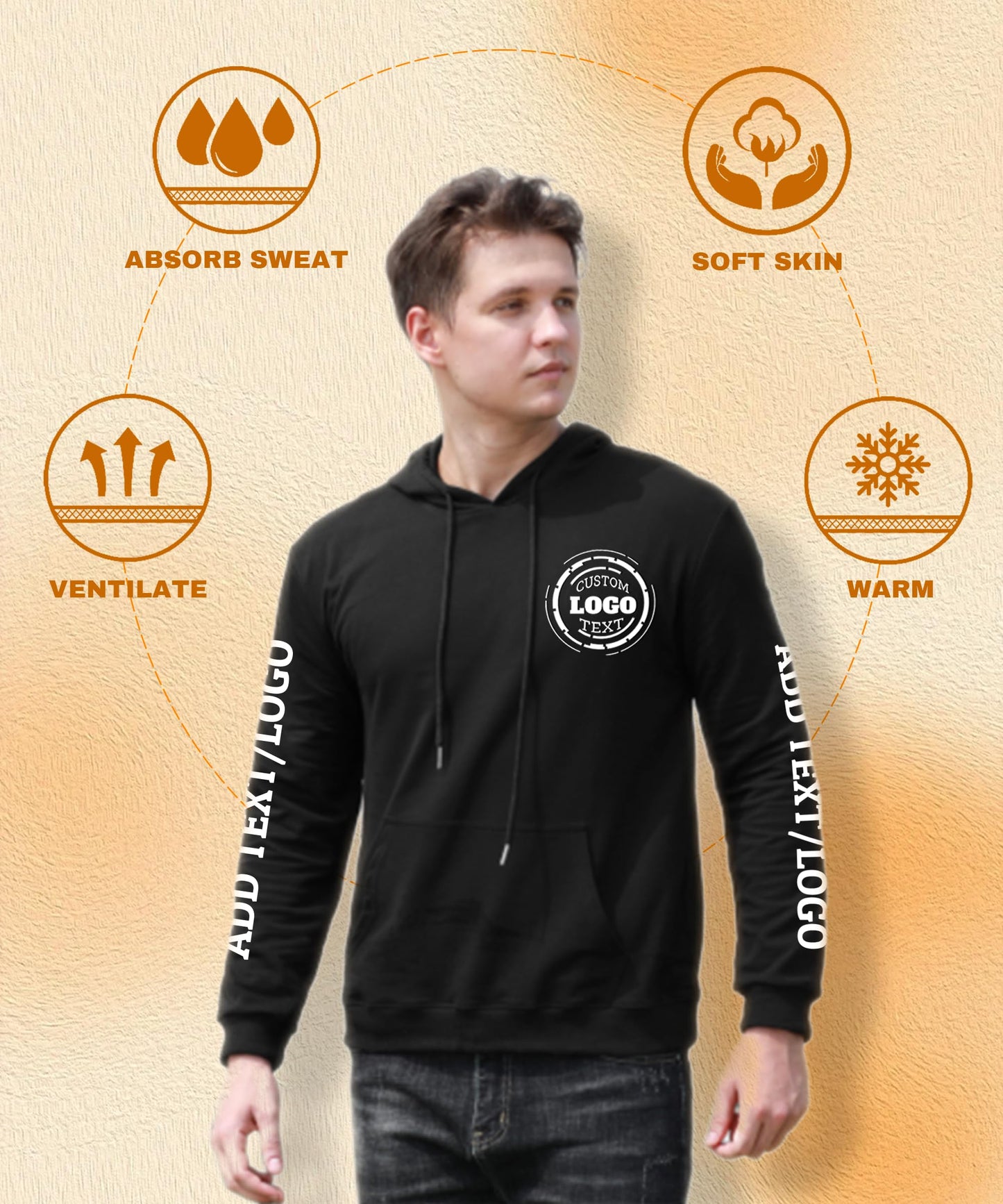 Personalized Hoodies for Men Women Customized Sweatshirts With Your Own Design Text Logo Photo Name Custom Sweater for Gifts Sport Black Hoodie