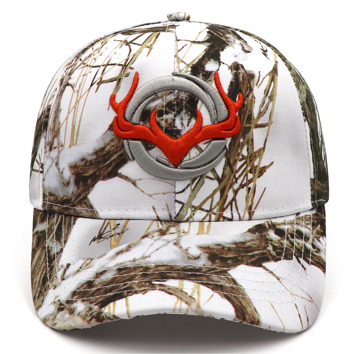 JUSOCC Deer Hunting Camouflage Hats Embroidery Adjustable Fishing Baseball Cap (US, Alpha, Medium, White Camo)