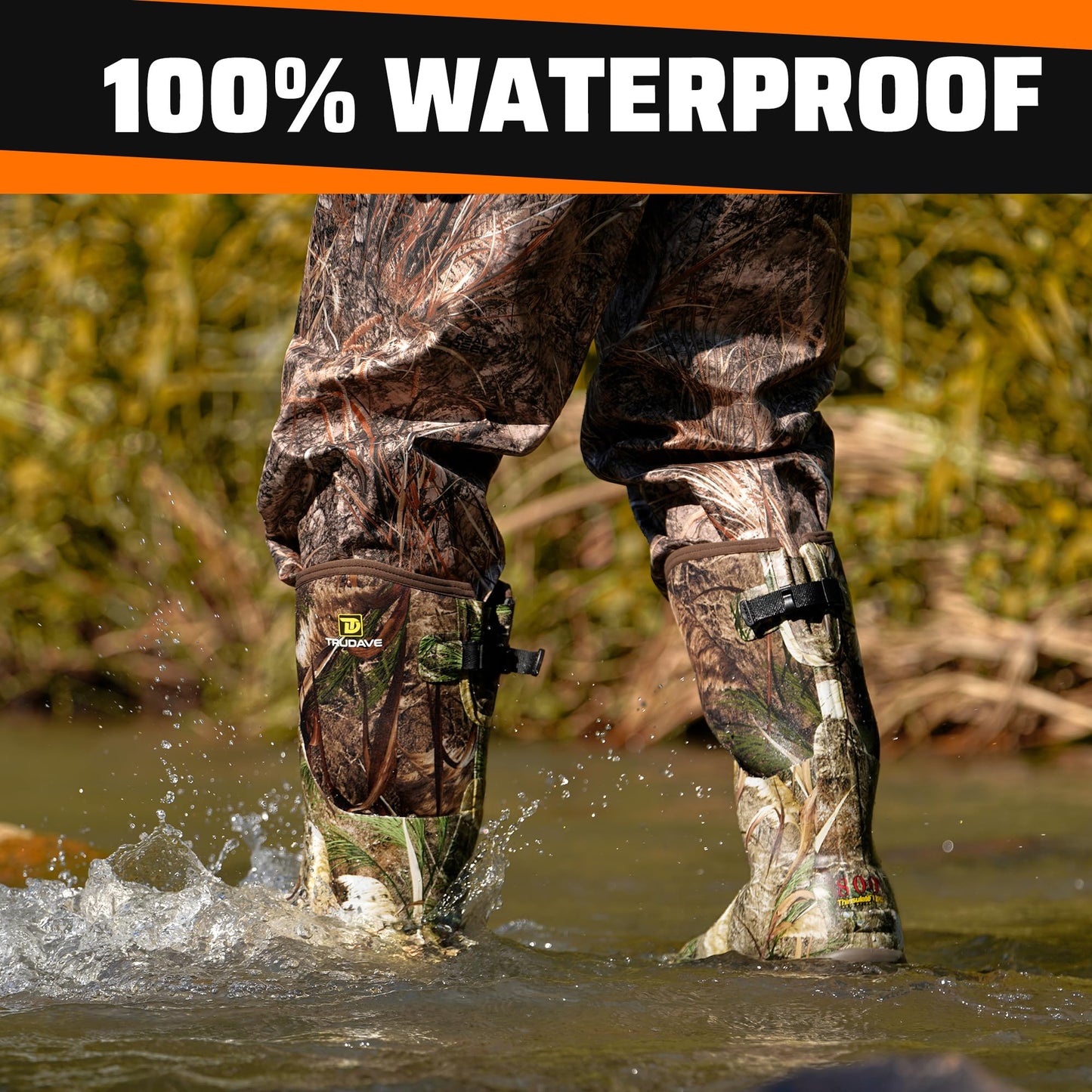 Trudave 6mm Hunting Boots for Men,Waterproof Insulated Rubber Boots,Provide Warmth and protection for Outdoor Hunting(800g Insulated)