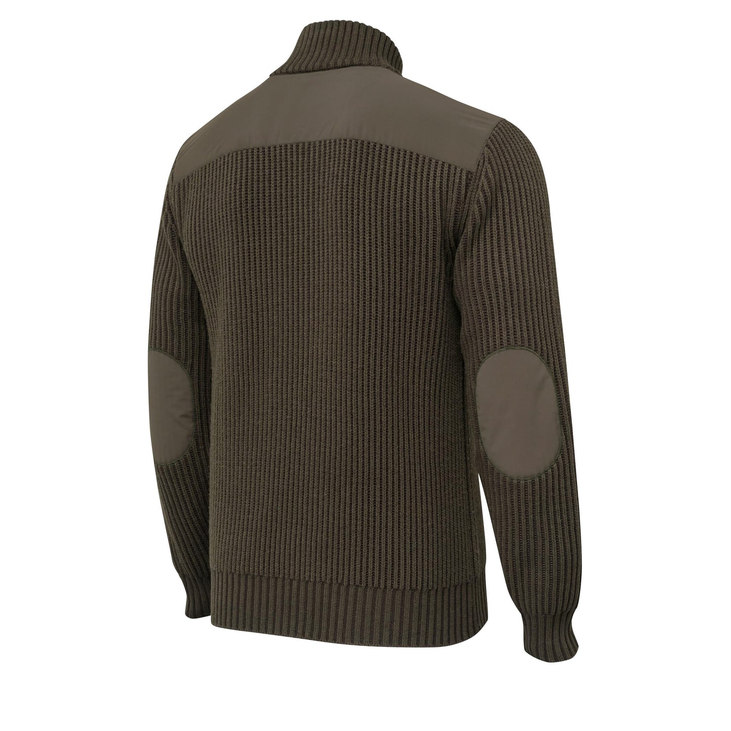 Beretta Men's Dover Tech Wool Blend Half-Zip Hunting Shooting Sweater with Nylon Shoulder and Elbow Inserts, Moss & Brown Bark, Large