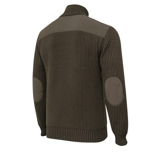 Beretta Men's Dover Tech Wool Blend Half-Zip Hunting Shooting Sweater with Nylon Shoulder and Elbow Inserts, Moss & Brown Bark, Large