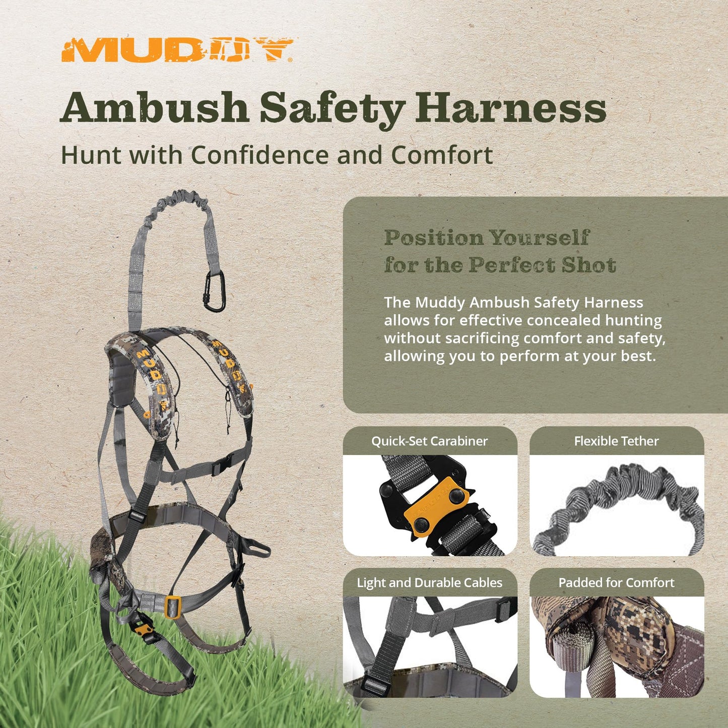 MUDDY Tree Stand Safety Harness Hunting Accessory