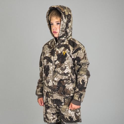 HOT SHOT Youth Insulated Twill Camo Hunting Jacket, Veil-Cervidae Camo with Cotton Shell, for cold weather, bird and deer hunting, Large