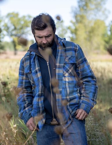 Legendary Whitetails Men's Maplewood Hooded Shirt Jacket, Slate Hatchet Plaid, 3X-Large
