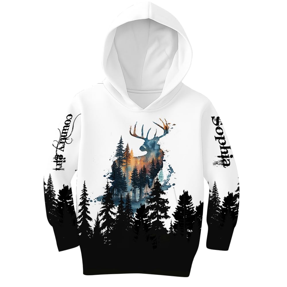 TeeHakie Personalized Deer Hunting Hoodie and Leggings Set – Country Girl Custom Name 3D Sweatshirt and Pants Outfit for Women (US, Alpha, Small, 5X-Large, Regular, Regular, Hunting Art)