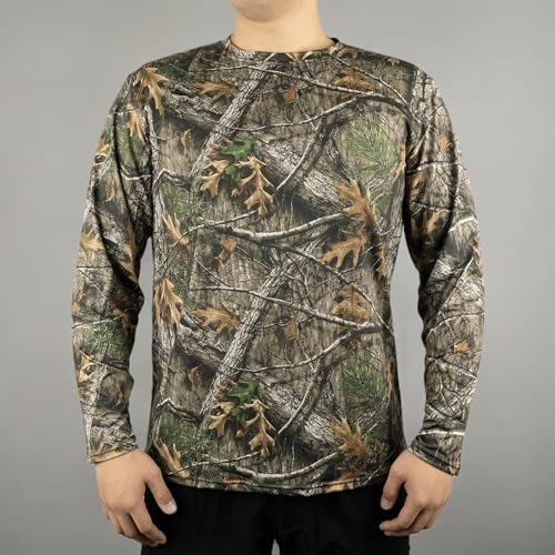 LOOGU Men’s Hunting Camo Shirt Lightweight, Camouflage Shirts for Men Long Sleeve Shirt for Fishing Hiking Camping