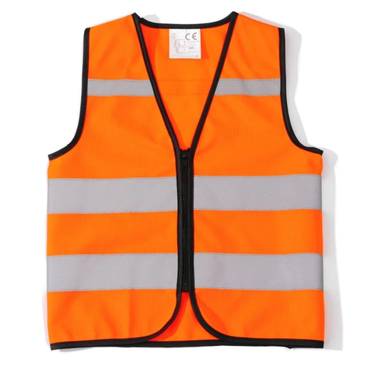 IDOU High Visibility Kids Safety Vest,Toddler Safety Vest,Reflective Vest Kids,Toddler Construction Vest For Cycling &Running,Orange XS/Zipper