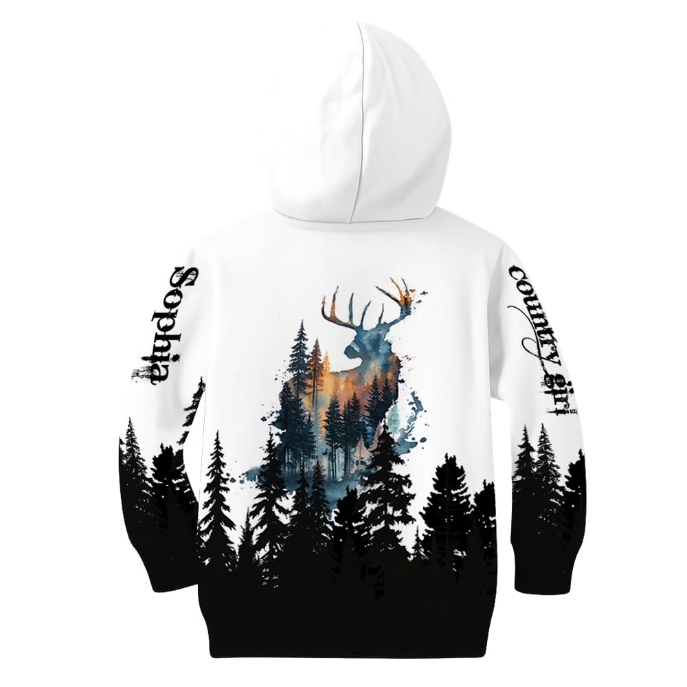 TeeHakie Personalized Deer Hunting Hoodie and Leggings Set – Country Girl Custom Name 3D Sweatshirt and Pants Outfit for Women (US, Alpha, Small, 5X-Large, Regular, Regular, Hunting Art)
