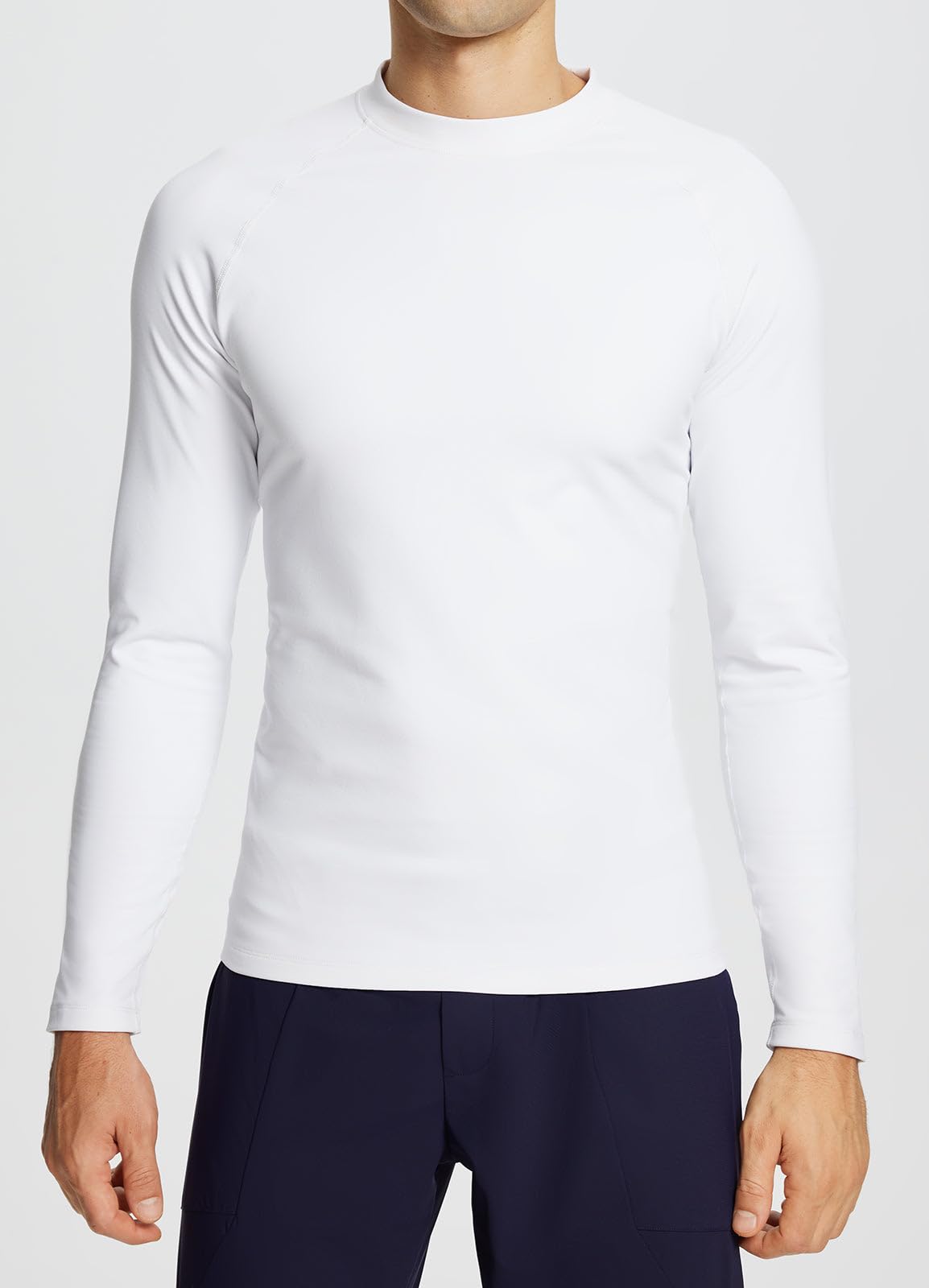 baleaf Men's Fleece Thermal Long Sleeve Shirt Cold Weather Workout Tops Moisture Wicking Running Shirt White L