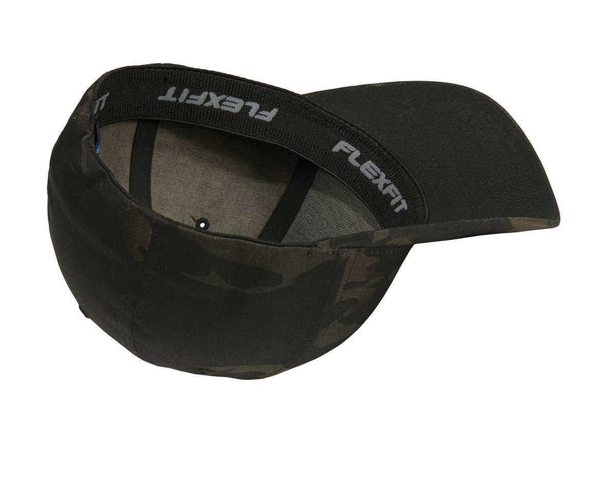 Custom Hat. Multicamo Flex Fitted Baseball Cap 6277. Embroidered. Place Your Own Logo or Design (L/XL, Multicam Black)