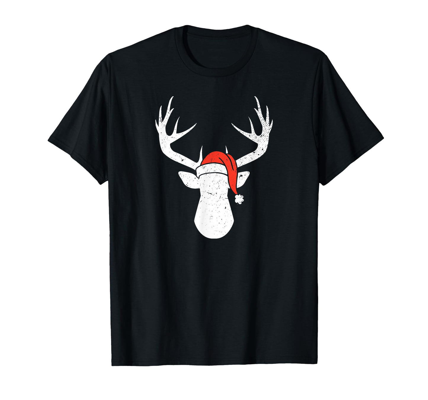 Deer With Santa Hat Christmas Pajama Hunting Gift T-Shirt