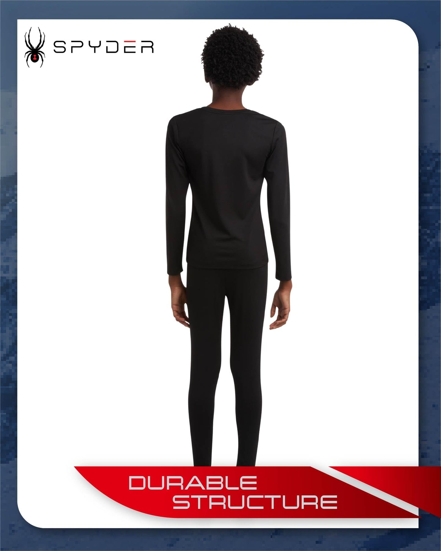 Spyder Kids Thermal Underwear Set - 2 Piece Moisture Wicking Insulated Base Layer - Breathable Long Johns for Boys and Girls, Size 12-14, Black