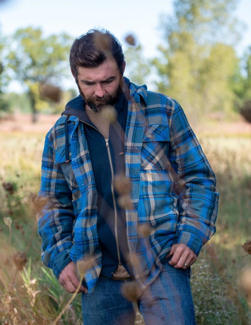 Legendary Whitetails Men's Maplewood Hooded Shirt Jacket, Slate Hatchet Plaid, 3X-Large