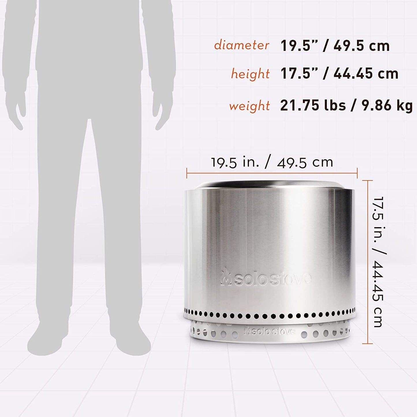 Solo Stove Bonfire with Stand | 19.5" Smokeless Fire Pit, Removable Ash Pan | Portable Stainless Steel Wood Burning Outdoor Fireplace, Ideal for 4–6 People, 21.75 lbs