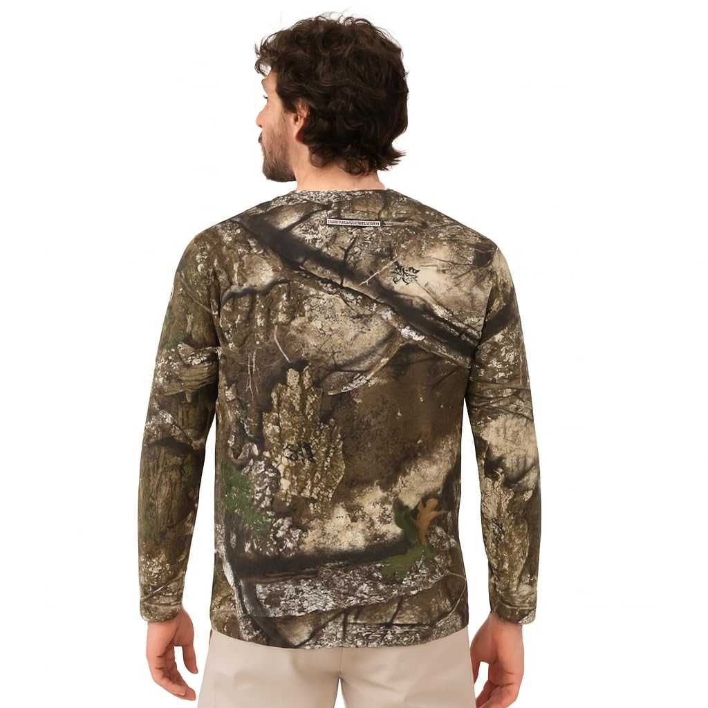 Authentic Realtree APX Camouflage Long Sleeve Tee - Scent Control Technology | UPF 30 Protection | Unisex Adult | Crewneck Cotton Blend Shirt