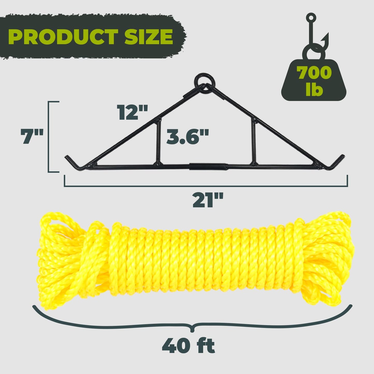 Highwild Game Hanging Gambrel & Hoist Kit with Pulleys & Rope - 600 lbs