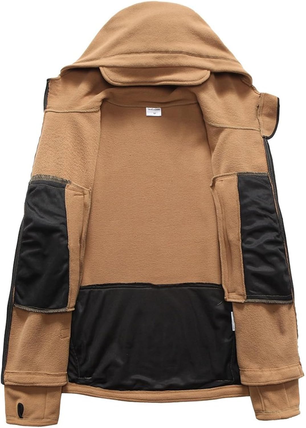 DMOYALA Full Zip Fleece Jacket for Men Military Tactical Hoodies Fall Trendy Army Combat Tops Stylish Fleece Outfits Long Sleeve Cargo Coat with Multi Pockets Khaki XXL