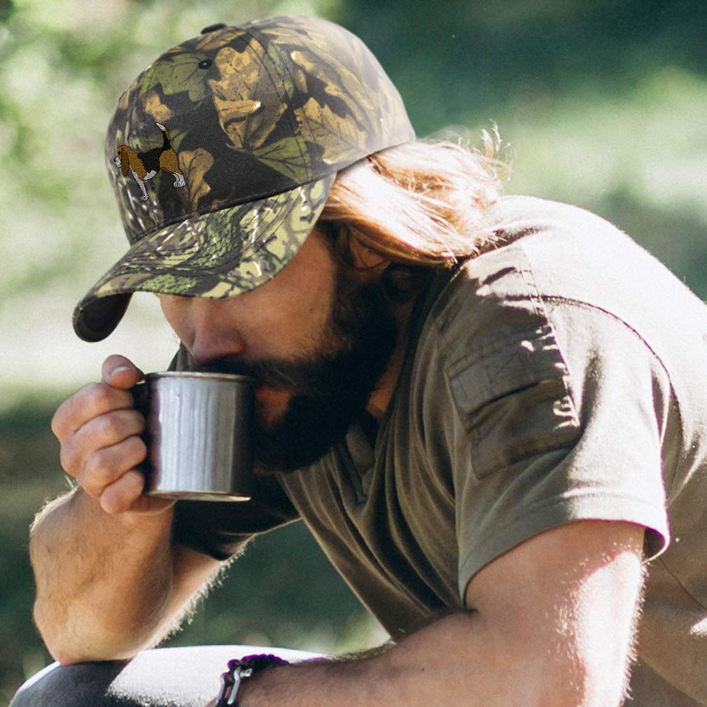 Custom Camo Baseball Cap Beagle B Embroidery Cotton Hunting Dad Hats for Men & Women Strap Closure Forest Tree Green Personalized Text Here