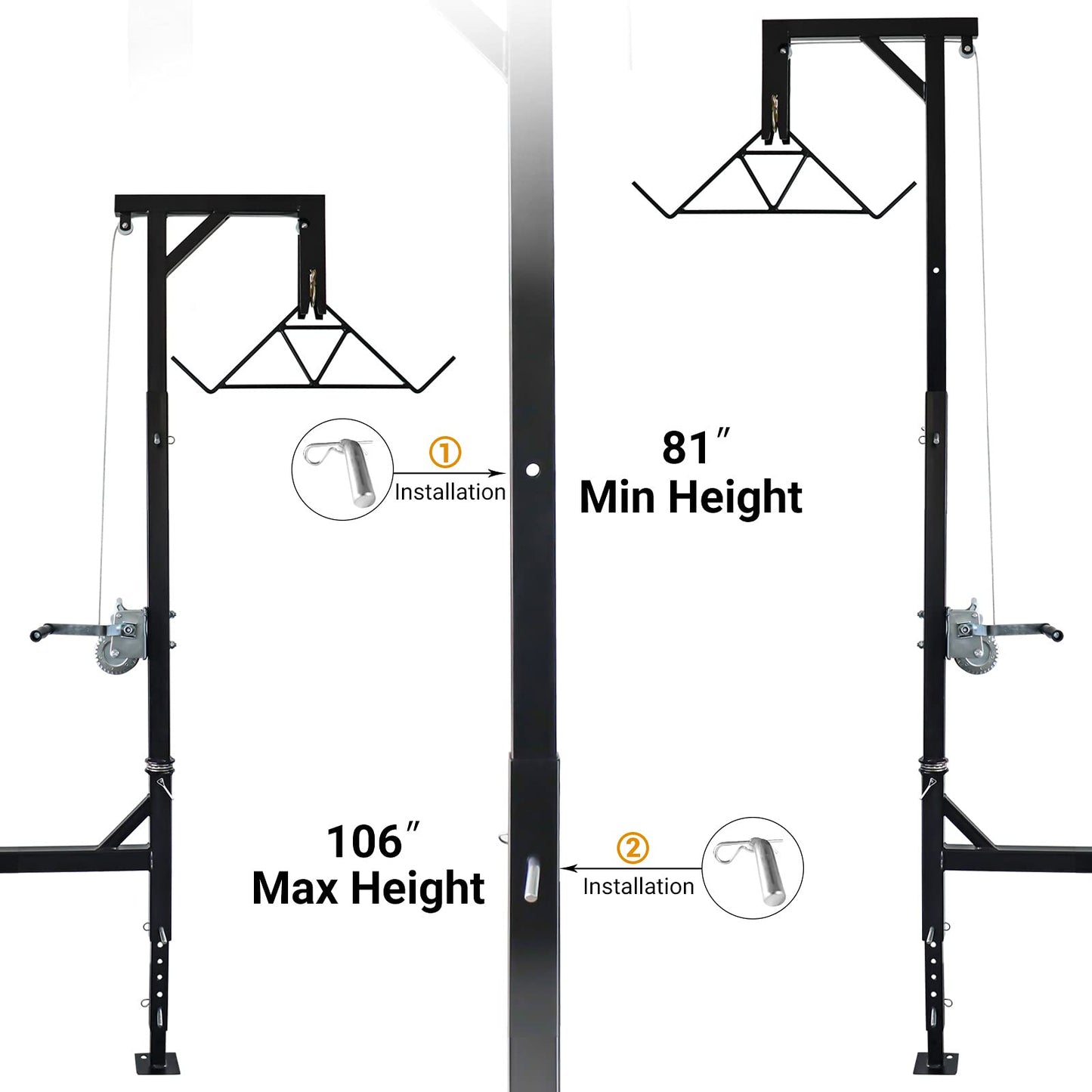 Highwild Truck Hitch Game Hoist & Gambrel - 500lbs with 360 Degree Swivel - Complete Hoist Kit (Included Winch/Gambrel)