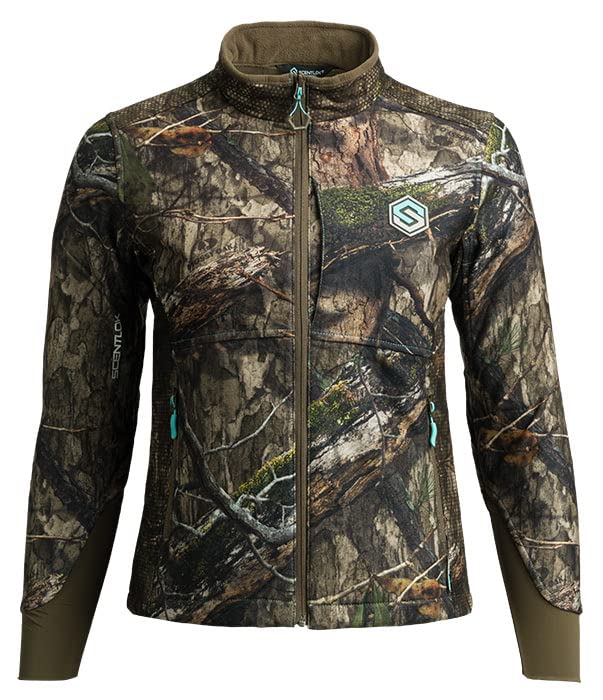 ScentLok Forefront Midweight Water Repellent Camo Hunting Jacket for Women (Mossy Oak Country DNA, Large)