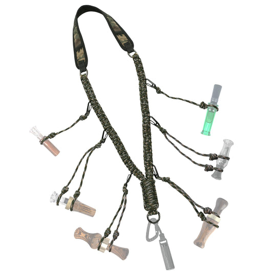 Duck Call Lanyard - Duck Whistle Hunting Accessories with 10 Removable Loops, Camo Woven Goose Call Carry, Christmas Outdoor Predator Gear Gifts for Hunter - Without Duck Call
