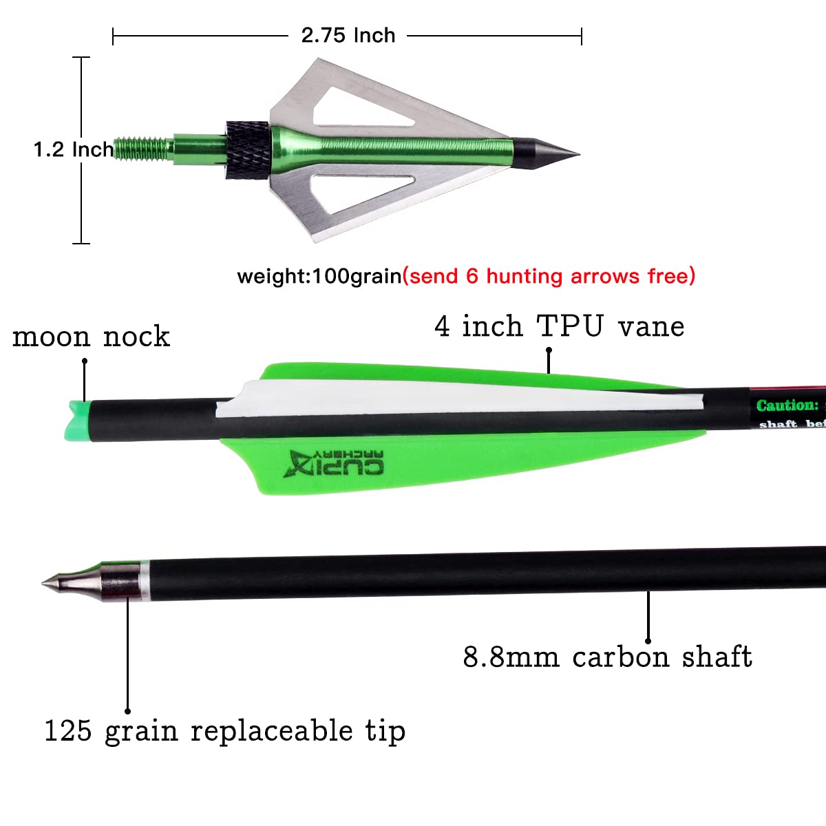 LWANO Crossbow Bolts 20 22 Inch Carbon Archery Arrows 12 Pack and 6 Pack Hunting Broadheads kit