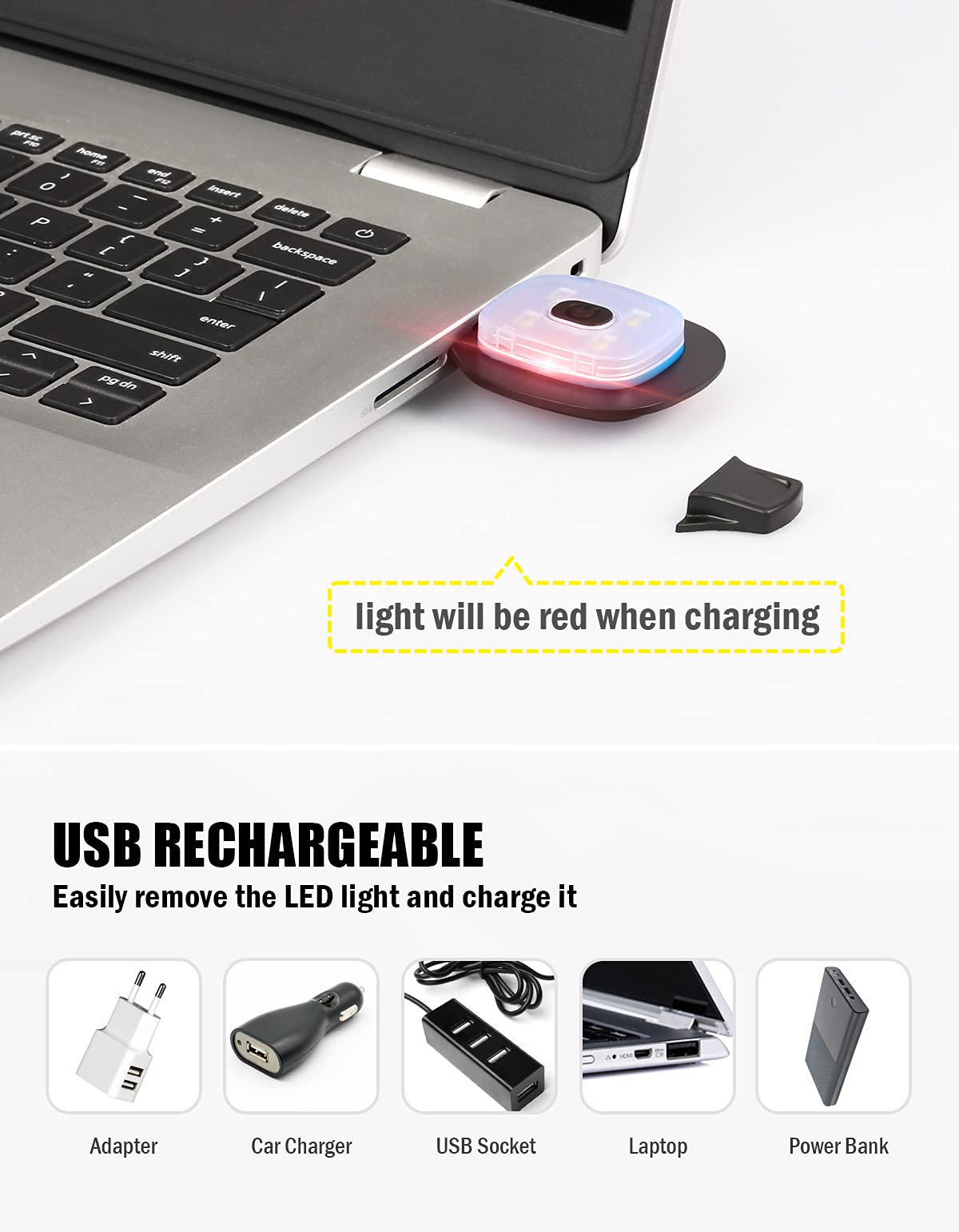 MELASA Unisex LED Beanie with The Light, USB Rechargeable Hands Free Headlamp Hat, Knitted Night Light Beanie Cap Flashlight Hat, Men Gifts for Dad Father Husband (Orange)