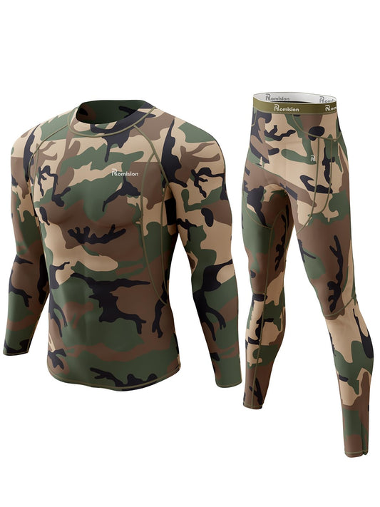 romision Thermal Underwear Long Johns for Men Fleece Lined Base Layer Cold Weather Hunting Gear Bottom and Top Set