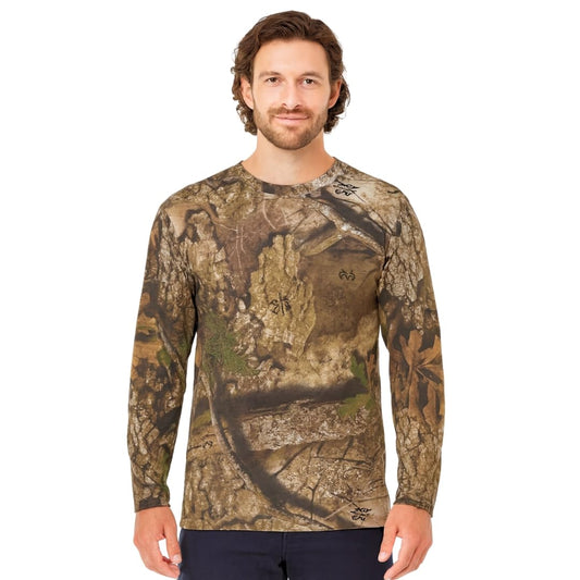 Authentic Realtree APX Camouflage Long Sleeve Tee - Scent Control Technology | UPF 30 Protection | Unisex Adult | Crewneck Cotton Blend Shirt