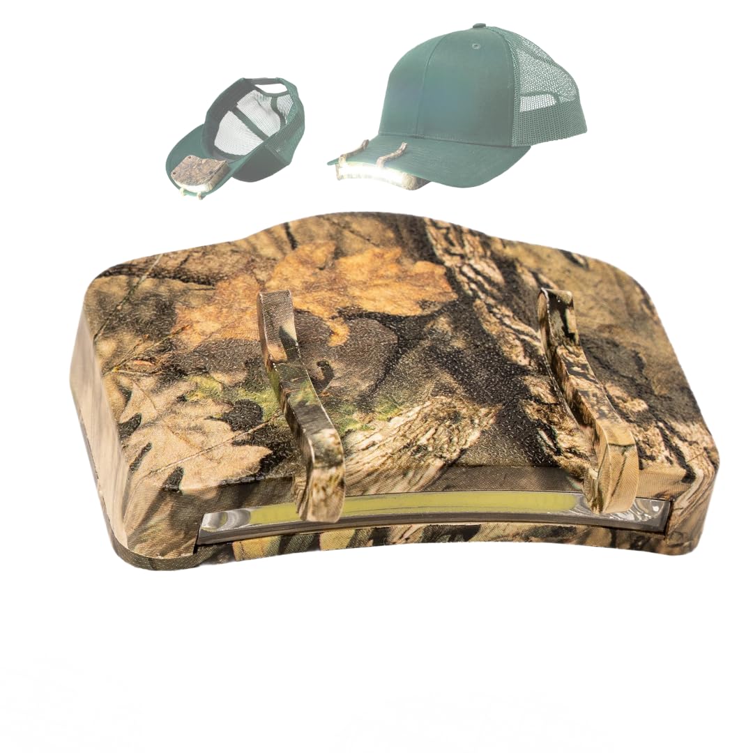 MODERN NEEDS Night Vision Cap Light –Compact, Clip-On Hat Flashlight Powered by AAA | Dual LED Modes for Camping & Hunting | Lightweight Hat Flashlight for Billed Hats Suitable for Outdoor use Camo