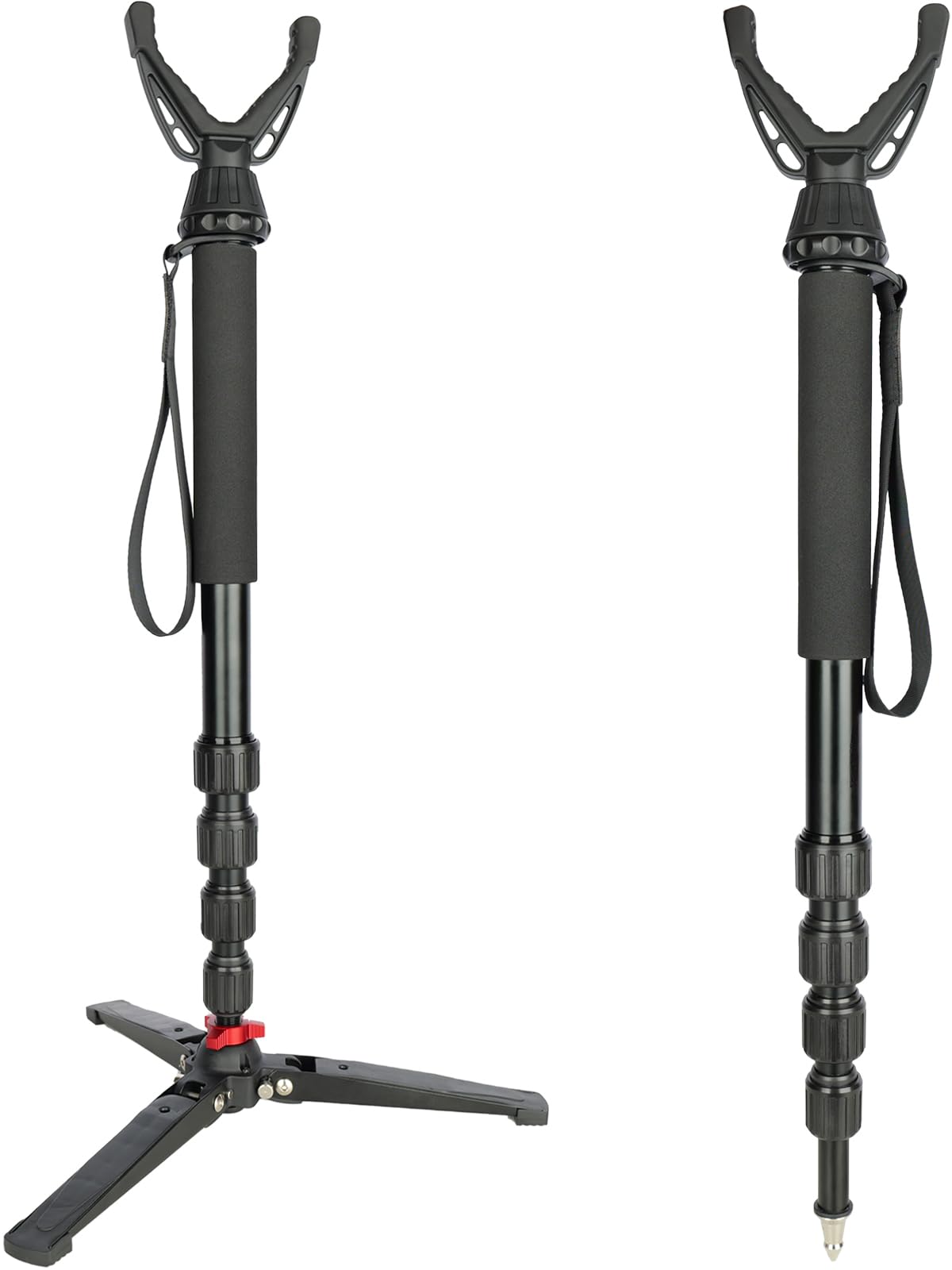 360° Rotating Shooting Sticks Convertible Monopod Shooting Tripod for Rifles Adjustable Height with Removable V-Yoke & Non-Slip Pad & Screw-Locks for Hunting Outdoor