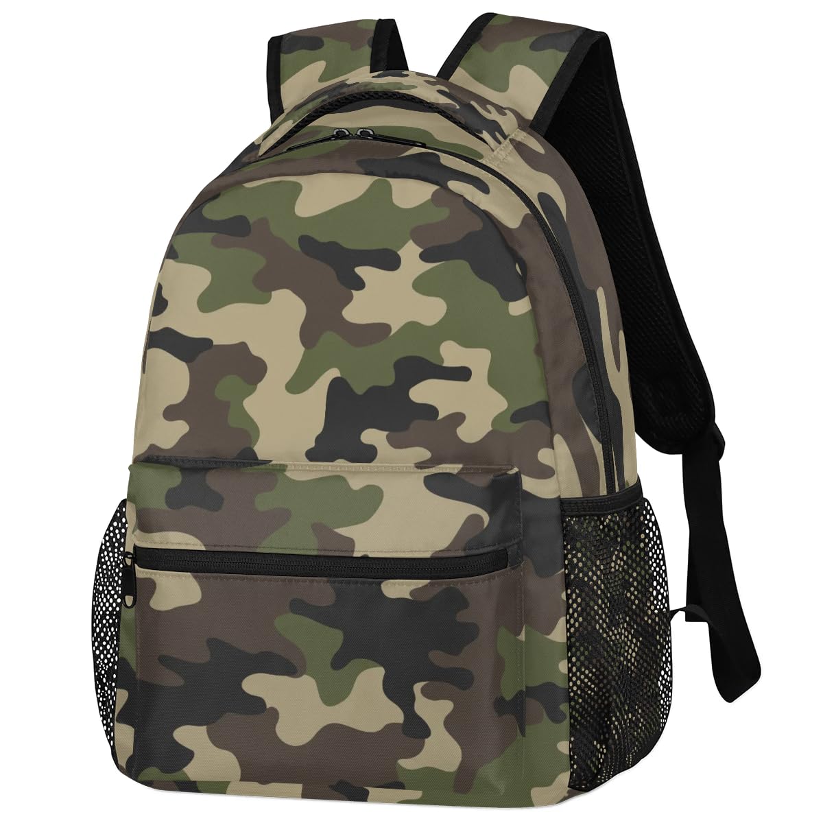 Bardic Camouflage Print Kids Backpack for Boys Girls, 16 Inch School Backpack Military Camo Elementary School Bag Students Bookbags Travel Laptop Backpacks Casual Daypack