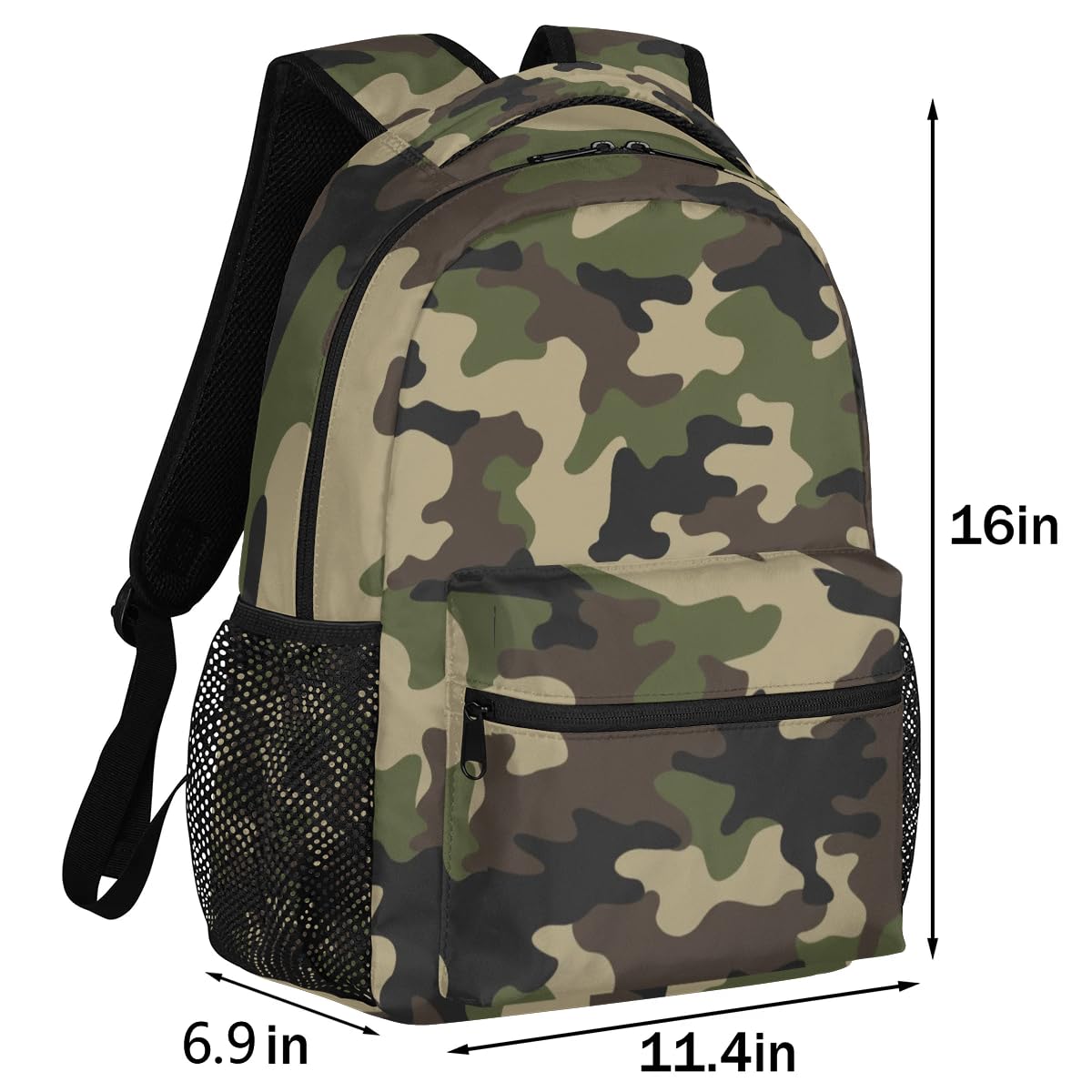 Bardic Camouflage Print Kids Backpack for Boys Girls, 16 Inch School Backpack Military Camo Elementary School Bag Students Bookbags Travel Laptop Backpacks Casual Daypack