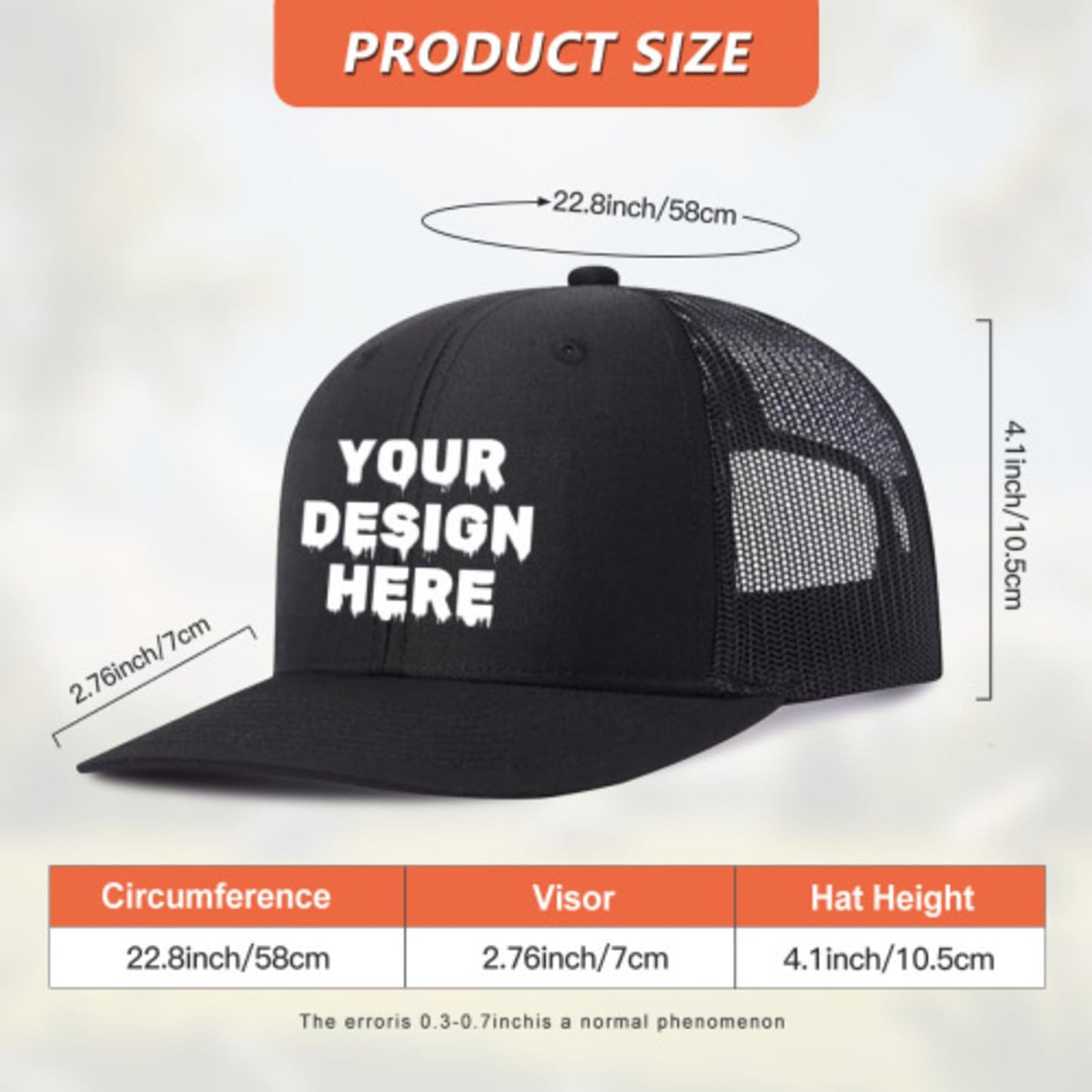 Custom Hats for Man Woman Personalized Bulk Trucker Cap with Text Photo Logo Gifts