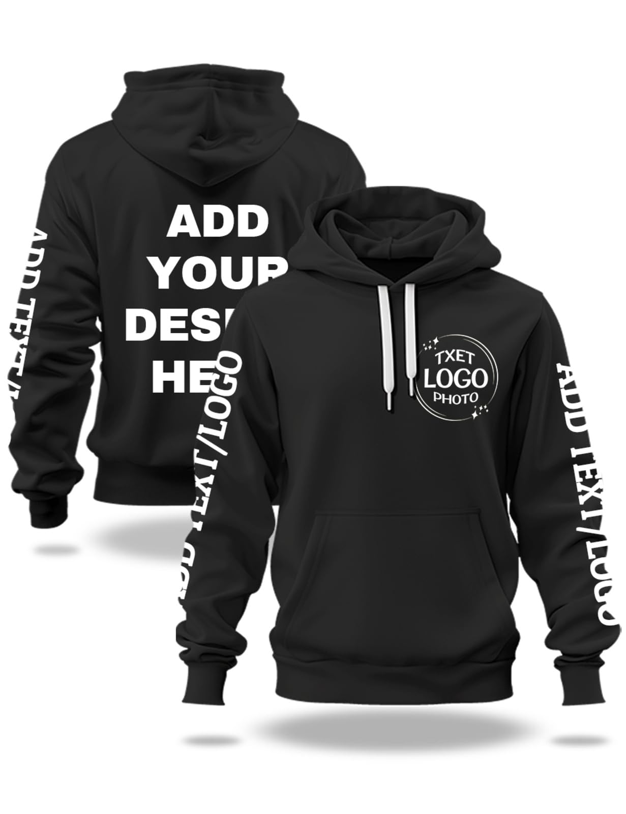 Personalized Hoodies for Men Women Customized Sweatshirts With Your Own Design Text Logo Photo Name Custom Sweater for Gifts Sport Black Hoodie