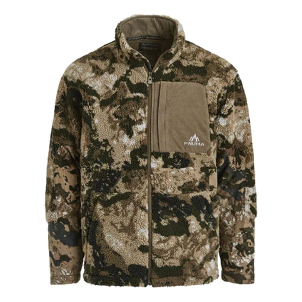 Pnuma Outdoors Highpoint Jacket, Caza Camo, Berber Fleece, Wind Block, Polygiene OdorCrunch, DWR Finish (HP-JK-OV)