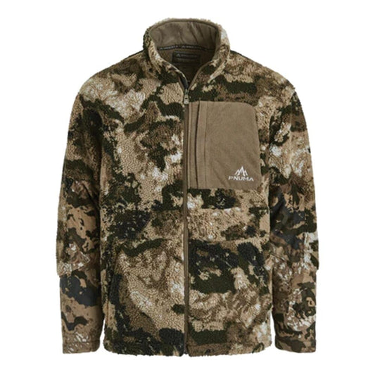 Pnuma Outdoors Highpoint Jacket, Caza Camo, Berber Fleece, Wind Block, Polygiene OdorCrunch, DWR Finish (HP-JK-OV)
